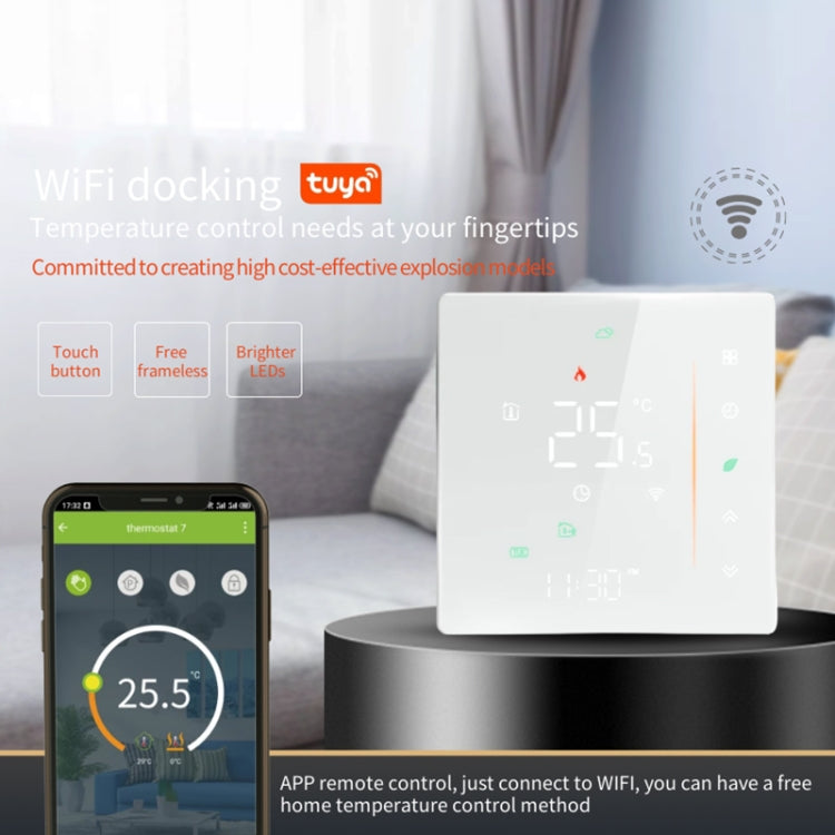 BHT-006GCLW 95-240V AC 5A Smart Home Heating Thermostat for EU Box, Control Boiler Heating with Only Internal Sensor, WiFi, BHT-006GCLW