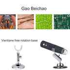 50X~1000X Magnifier HD Image Sensor 1920x1080P USB WiFi Digital Microscope with 8 LED & Professional Stand