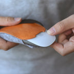 European Style Elastic PU Leather Fur Felt Mouse Storage Bag for Apple Magic Mouse 2, European Style