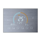 BHT-8000-GC-SS Brushed Stainless Steel Mirror Controlling Water/Gas Boiler Heating Energy-saving and Environmentally-friendly Smart Home Negative Display LCD Screen Round Room Thermostat without WiFi, without WiFi