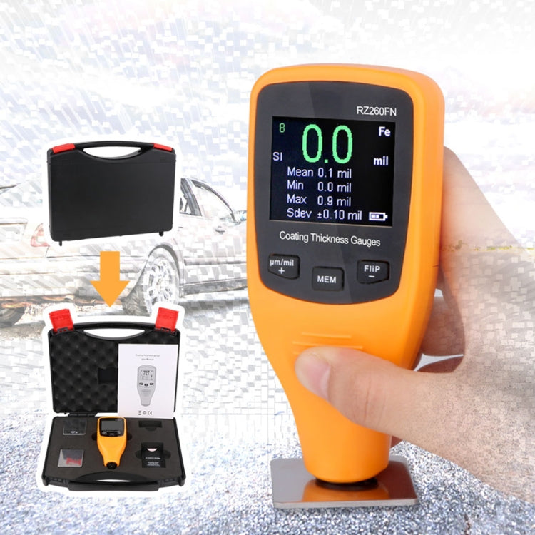 RZ260FN Ferrous & Non-Ferrous 2 in 1 LCD Display Ultrasonic Coating Paint Thickness Gauge Meter Tools