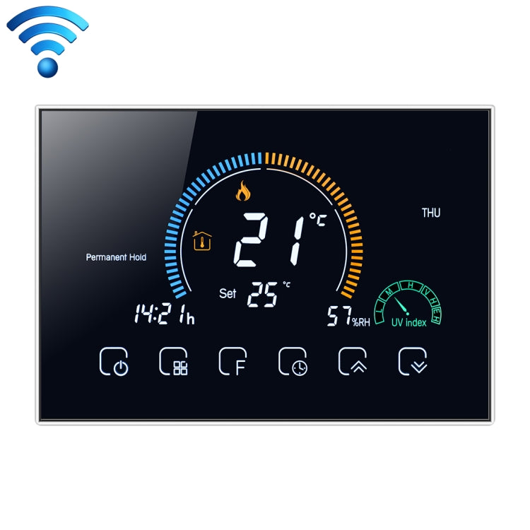 BHT-8000-GALW Control Water Heating Energy-saving and Environmentally-friendly Smart Home Negative Display LCD Screen Round Room Thermostat with WiFi, with WiFi