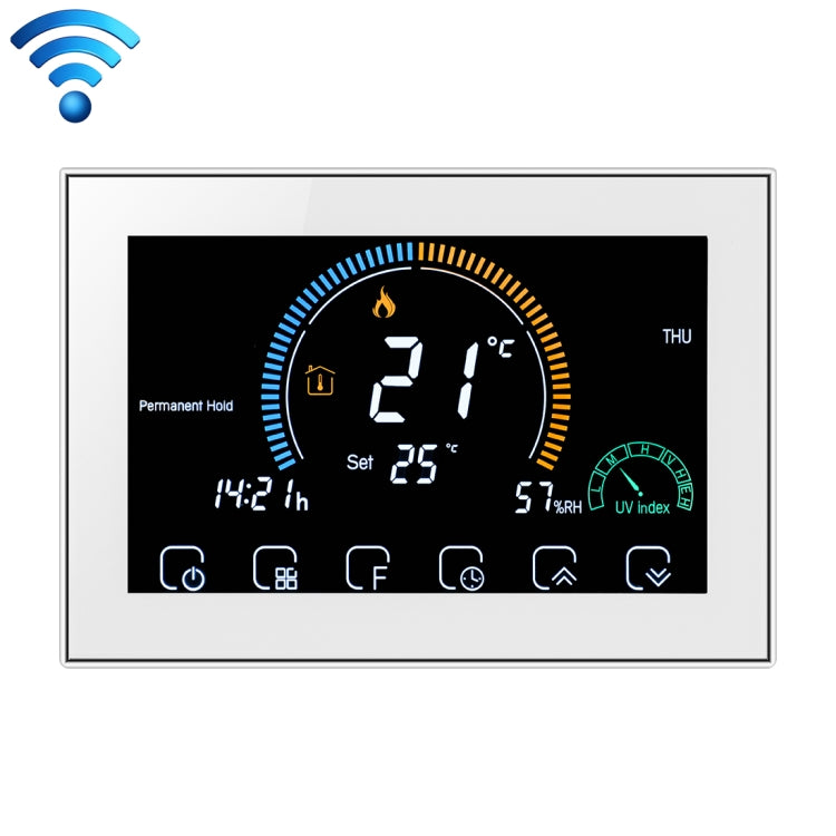 BHT-8000-GALW Control Water Heating Energy-saving and Environmentally-friendly Smart Home Negative Display LCD Screen Round Room Thermostat with WiFi, with WiFi