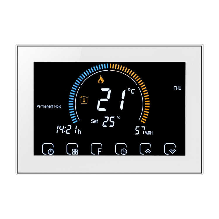 BHT-8000-GC Controlling Water/Gas Boiler Heating Energy-saving and Environmentally-friendly Smart Home Negative Display LCD Screen Round Room Thermostat without WiFi, without WiFi Black, without WiFi White