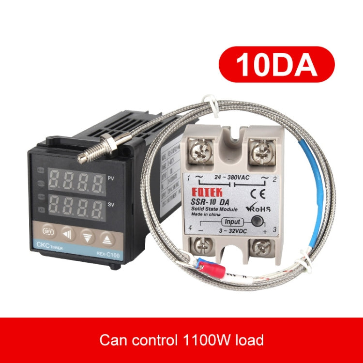REX-C100 Thermostat + Thermocouple + SSR-10 DA Solid State Module Intelligent Temperature Control Kit, 10DA