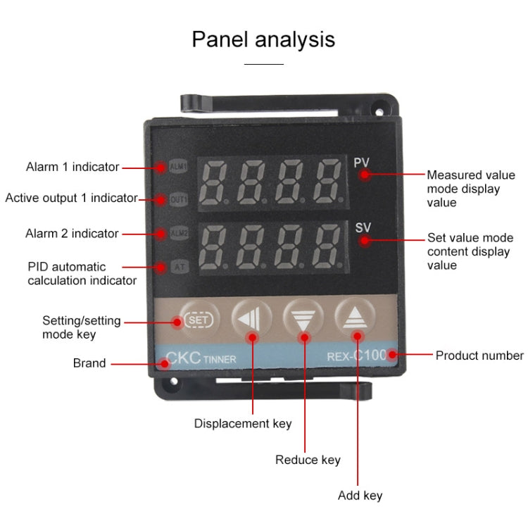 REX-C100 Thermostat + Thermocouple + SSR-10 DA Solid State Module Intelligent Temperature Control Kit, 10DA