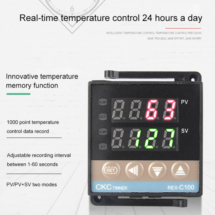 REX-C100 Thermostat + Thermocouple + SSR-10 DA Solid State Module Intelligent Temperature Control Kit, 10DA