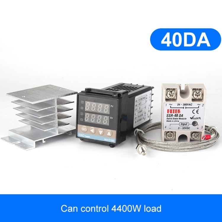 4400W REX-C100 Thermostat + Heat Sink + Thermocouple + SSR-40 DA Solid State Module Intelligent Temperature Control Kit, 40DA