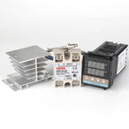 8800W REX-C100 Thermostat + Heat Sink + Thermocouple + SSR-80 DA Solid State Module Intelligent Temperature Control Kit, 80DA