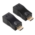 HDMI to RJ45 Extender Adapter (Receiver & Transmitter)  by Cat-5e/6 Cable, Support HDCP, Transmission Distance: 30m, Single RJ45 Black