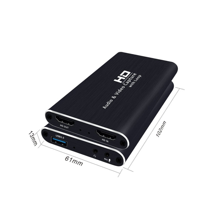 Z34 HDMI Female + Mic to HDMI Female + Audio + USB HD Video & Audio Capture Card with Loop, Z34