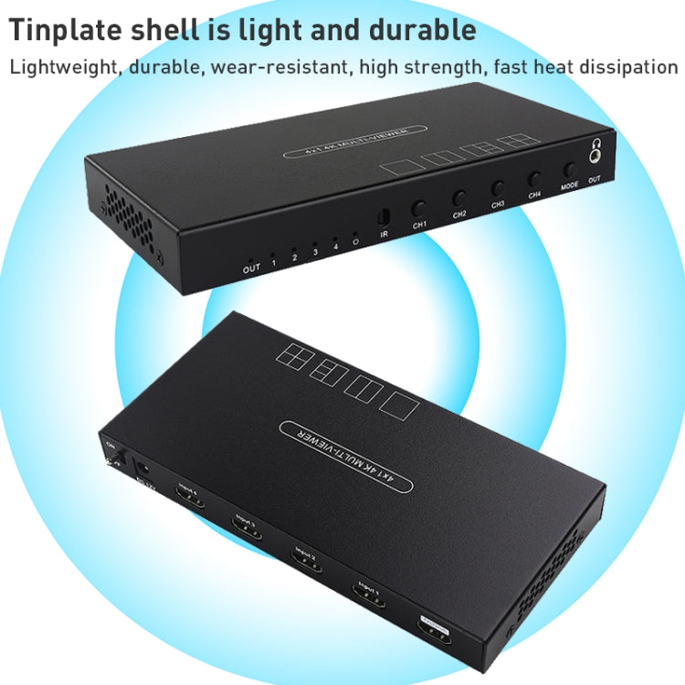 Measy MV4341 4K 30Hz 4 In 1 Out HDMI Quad Screen Splitter, Plug Type: EU Plug, EU Plug