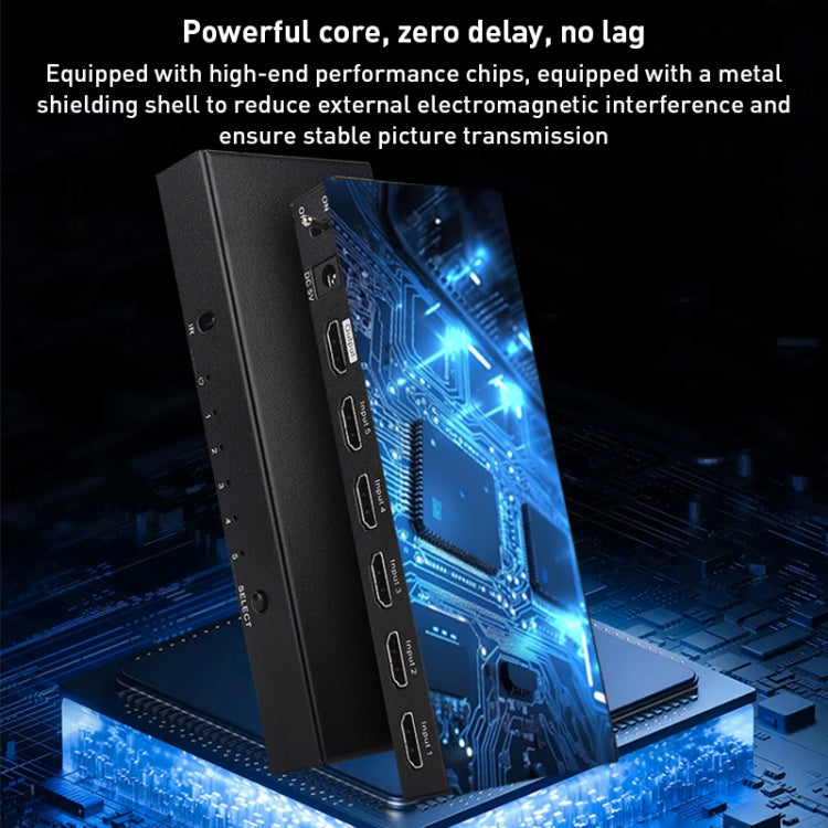 Measy SWH4651 4K 60Hz 5 In 1 Out HDMI Converter Switcher, Plug Type: US Plug, US Plug