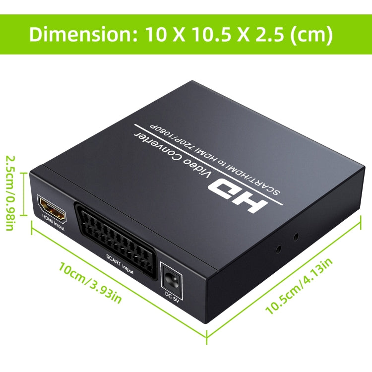 NEWKENG NK-8S SCART + HDMI to HDMI 720P / 1080P HD Video Converter Adapter Scaler Box, NK-8S SCART + HDMI to HDMI