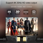 ROCKETEK HDMI01Y-2 HDMI 2.0 4K 30Hz 3D HD Gold-plated Connector HDMI Cable for All HDMI Devices, Length: 2m