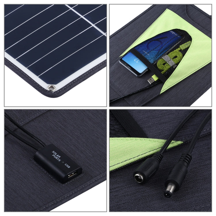 HAWEEL 4 PCS 20W Monocrystalline Silicon Solar Power Panel Charger, with USB Port & Holder & Tiger Clip, Support QC3.0 and AFC