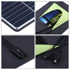 HAWEEL 4 PCS 20W Monocrystalline Silicon Solar Power Panel Charger, with USB Port & Holder & Tiger Clip, Support QC3.0 and AFC