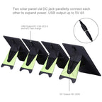 HAWEEL 4 PCS 20W Monocrystalline Silicon Solar Power Panel Charger, with USB Port & Holder & Tiger Clip, Support QC3.0 and AFC
