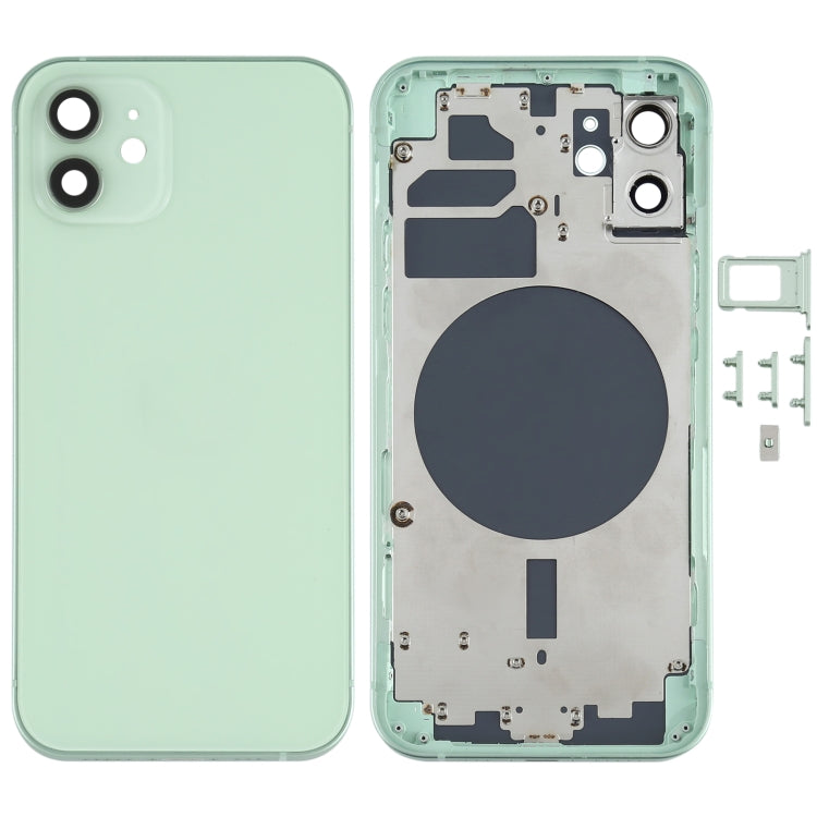 Back Housing Cover with SIM Card Tray & Side  Keys & Camera Lens for iPhone 12(White), For iPhone 12(with Card Tray), For iPhone 12(with SIM Card Tray), Back Housing Cover for 12
