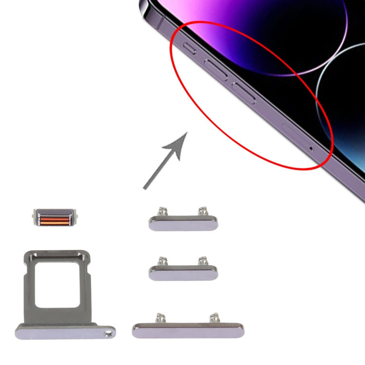 SIM Card Tray + Side Keys for iPhone 14 Pro Max, For iPhone 14 Pro Max (Purple), For iPhone 14 Pro Max(Single card), For iPhone 14 Pro Max