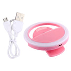 Charging Selfie Beauty Light For iPhone, Galaxy, Huawei, Xiaomi, LG, HTC and Other Smart Phones with Adjustable Clip & USB Cable