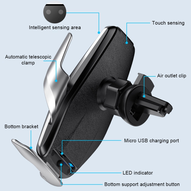 S7 15W QI 360 Degree Rotatable Infrared Induction Car Air Outlet Wireless Charging Mobile Phone Holder for 4.0-6.5 inch Mobile Phones, S7