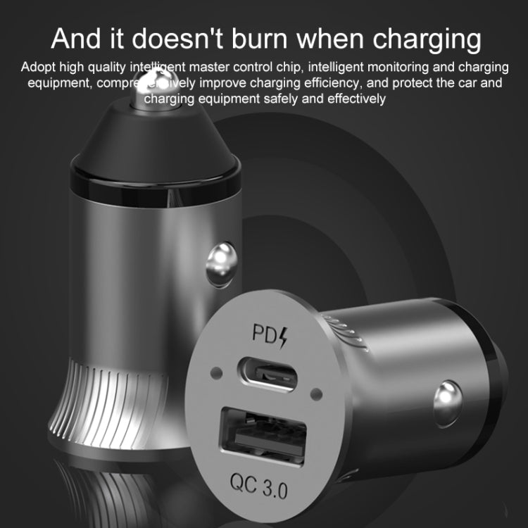 PD USB-C / Type-C + QC3.0 USB Fast Charging Car Charger with Dual LED Indicator, QC3.0