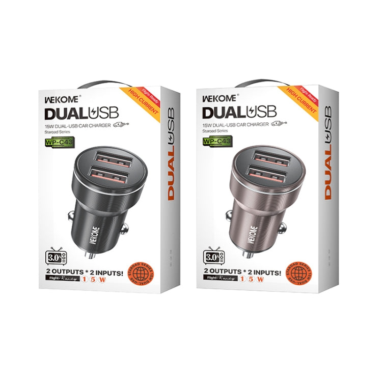 WK WP-C43 Staroad Series 15W Dual USB Car Charger, WP-C43 (Black), WP-C43 (Coffee)