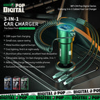 WK WP-C44 Pop Digital Series Ciahung 3-in-1 Cabled 33W Dual-USB Fast Car Charger, WP-C44 (Black)