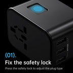 ROCK T62 35.5W Global Travel Multifunctional Plug PD Charger Power Adapter, T62