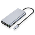 12 in 1 RJ45 + 100W PD + SD/TF + USB3.0x5+ HDMI + VGA + 3.5mm AUX to Type-C HUB Adapter, 12 in 1