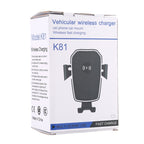 K81 10W QI Universal Rotating Gravity Induction Car Wireless Charging Mobile Phone Holder with Suction Cup, K81