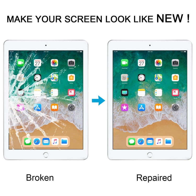 For iPad 9.7 Front Screen Outer Glass Lens with OCA Optically Clear Adhesive, For iPad 9.7