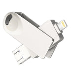 S29 3 in 1 16GB Micro USB + USB + 8 Pin Interface Metal Twister Flash Disk, 16GB