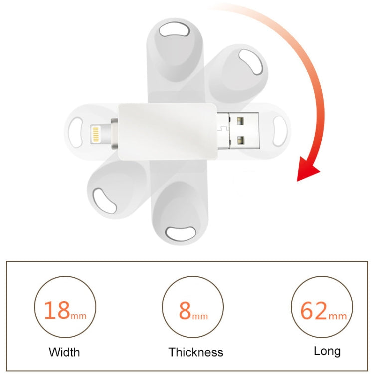 S29 3 in 1 64GB Micro USB + USB + 8 Pin Interface Metal Twister Flash Disk, 64GB