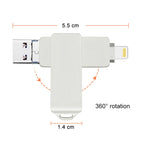 S31 3 in 1 64GB Micro USB 2.0 + USB-C / Type-C + 8 Pin Interface Metal Twister Flash Disk, 64GB