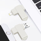 S31 3 in 1 64GB Micro USB 2.0 + USB-C / Type-C + 8 Pin Interface Metal Twister Flash Disk, 64GB