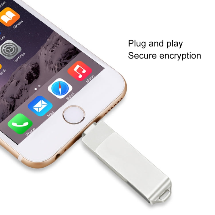 S31 3 in 1 128GB Micro USB 2.0 + USB-C / Type-C + 8 Pin Interface Metal Twister Flash Disk, 128GB