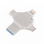 Cross 4 in 1 32GB 8 Pin + Micro USB + USB-C / Type-C + USB 3.0 Metal Flash Disk, 32GB