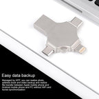 Cross 4 in 1 32GB 8 Pin + Micro USB + USB-C / Type-C + USB 3.0 Metal Flash Disk, 32GB