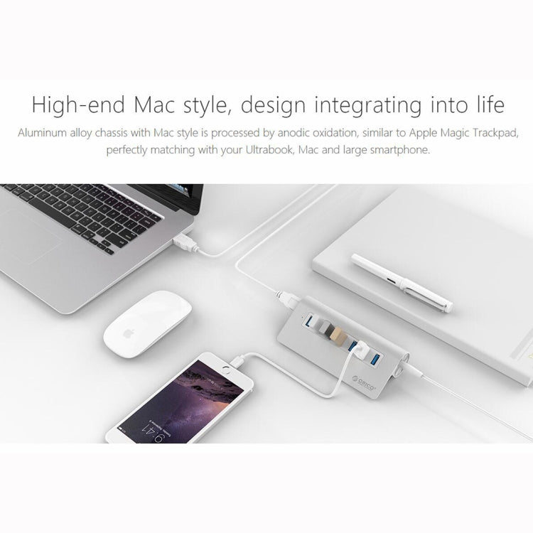 ORICO M3H7-V1 Aluminum Alloy 7 USB 3.0 Ports HUB with 30W Power Adapter, M3H7-V1