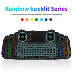MT08 2.4GHz Mini Wireless Air Mouse QWERTY Keyboard with Colorful Backlight & Touchpad & Multimedia Control for PC, TV, MT08