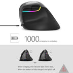 DELUX M618 Mini 2.4G Wireless 2400DPI USB Rechargeable Ergonomic Vertical Mouse, M618 Pink, M618 Grey