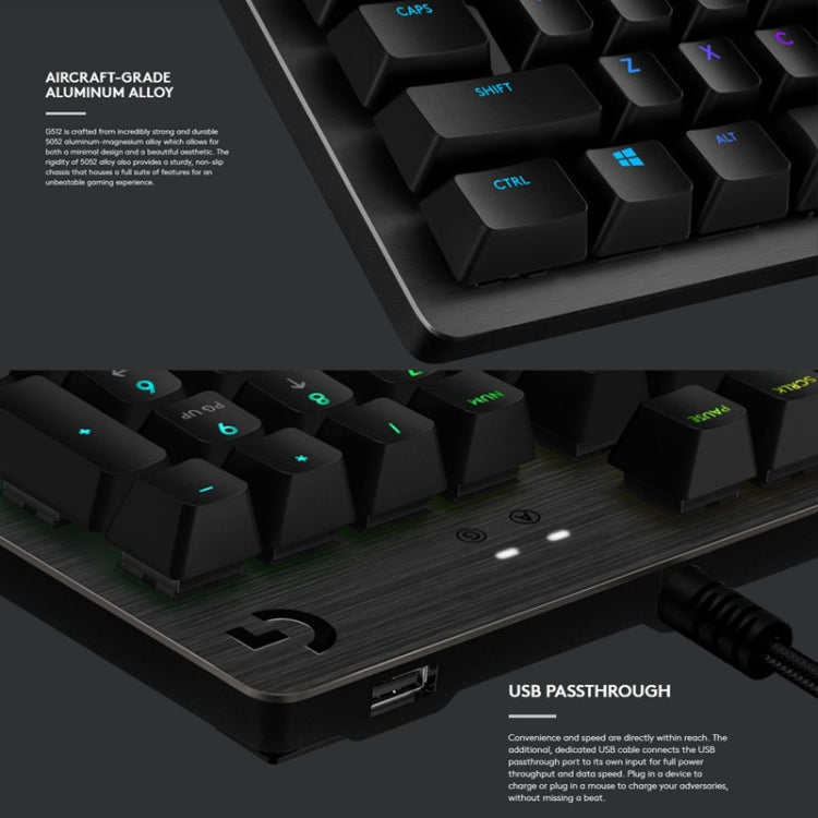 Logitech G512 RGB C-axis Mechanical Wired Gaming Keyboard, Length: 1.8m, Logitech G512 C-axis