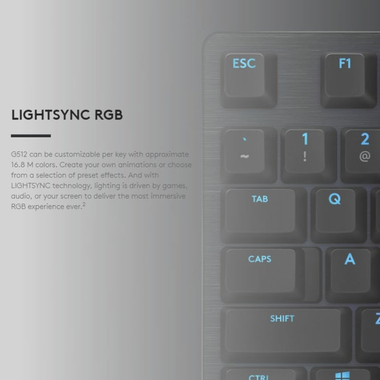 Logitech G512 RGB C-axis Mechanical Wired Gaming Keyboard, Length: 1.8m, Logitech G512 C-axis