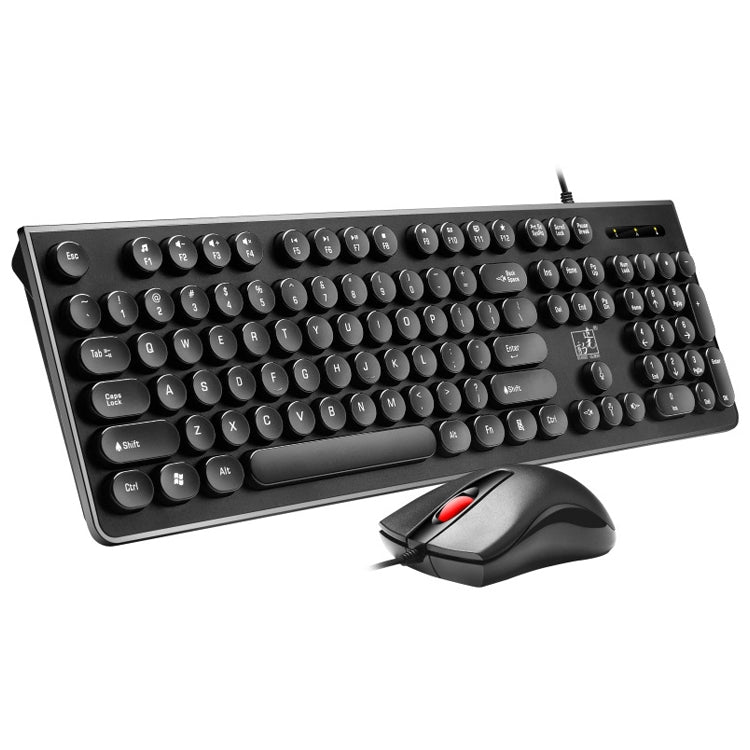 ZGB S500 Round Keycap Wired Keyboard + Mouse Set, S500 Round Keycap (Black), S500 Round Keycap (White)