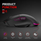 MKESPN X11 7-buttons 7200DPI RGB Wired Macro-definition Gaming Mouse, x11