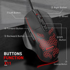 MKESPN X11 7-buttons 7200DPI RGB Wired Macro-definition Gaming Mouse, x11