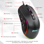MKESPN X9 10 Buttons 7200DPI RGB Macro Definition Gaming Wired Mouse, x9