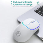 iMICE W-618 Rechargeable 4 Buttons 1600 DPI 2.4GHz Bluetooth Silent Wireless Mouse for Computer PC Laptop, W-618 2.4GHz & Bluetooth